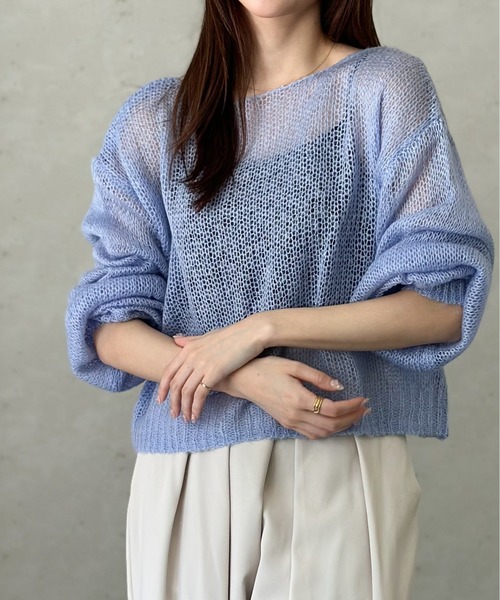 Per sist ence(パーシエンス)の「モヘア透かしクロップドプルオーバー(ニット/セーター・レディース・オフホワイト/グレー/ブルー/ブラック/グリーン・FREE)」の20枚目の写真