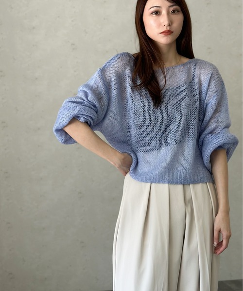 Per sist ence(パーシエンス)の「モヘア透かしクロップドプルオーバー(ニット/セーター・レディース・オフホワイト/グレー/ブルー/ブラック/グリーン・FREE)」の19枚目の写真