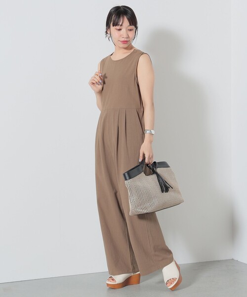 BEAMS HEART（ビームスハート）の「BEAMS HEART / バックギャザー オールインワン（つなぎ/オールインワン・レディース・ブルー系その他/ブラウン系その他4/ブラック・FREE）」の5枚目の写真