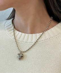 ハートモチーフ楕円ボールチェーンネックレス