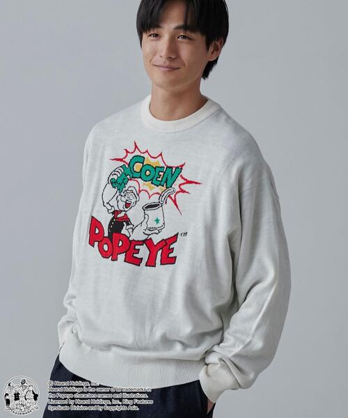 POPEYE(ポパイ)の「POPEYE(TM)×coenコラボ ジャガードニットプルオーバー(ニット/セーター・メンズ・ブラック/グレー/オフホワイト・S/M/L/XL)」の8枚目の写真