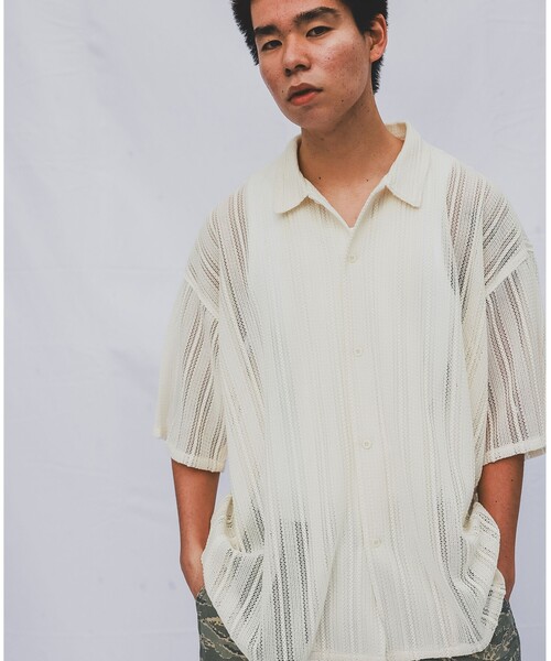 ブラウス シャツ メッシュオープンカラーシャツ レディース BEAMS（ビームス）の「BEAMS / メッシュ オープンカラーシャツ