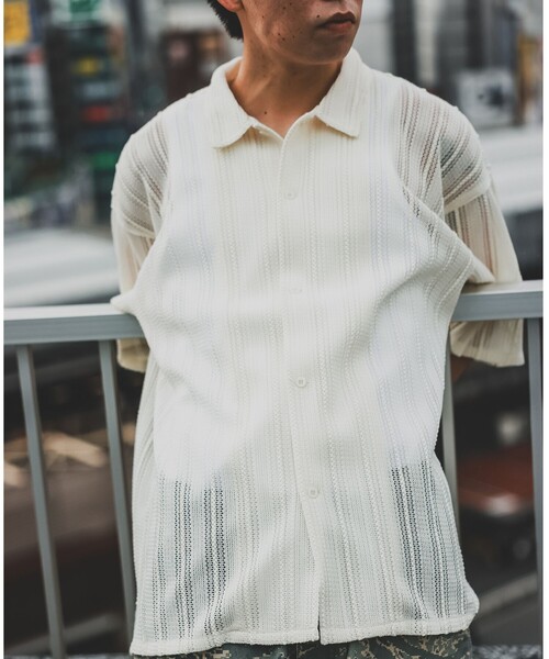 BEAMS（ビームス）の「BEAMS / メッシュ オープンカラーシャツ