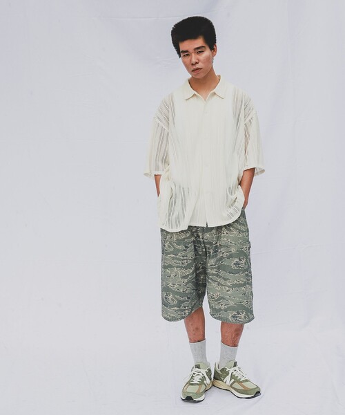 BEAMS（ビームス）の「BEAMS / メッシュ オープンカラーシャツ（シャツ/ブラウス・メンズ・ブラック/オフホワイト・L/M/S/XL）」の7枚目の写真
