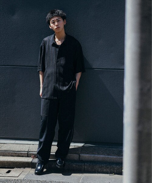 BEAMS（ビームス）の「BEAMS / メッシュ オープンカラーシャツ（シャツ/ブラウス・メンズ・ブラック/オフホワイト・L/M/S/XL）」の13枚目の写真
