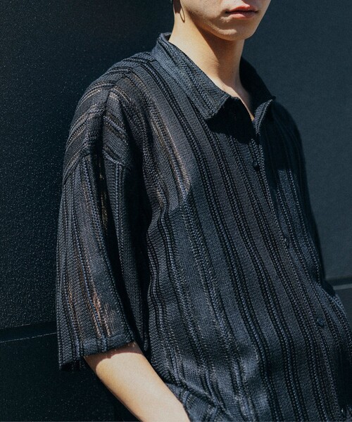 BEAMS（ビームス）の「BEAMS / メッシュ オープンカラーシャツ（シャツ/ブラウス・メンズ・ブラック/オフホワイト・L/M/S/XL）」の16枚目の写真