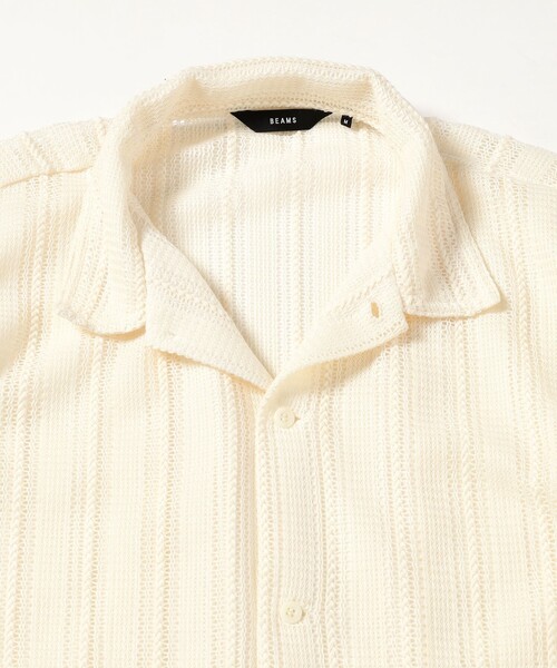 BEAMS（ビームス）の「BEAMS / メッシュ オープンカラーシャツ（シャツ/ブラウス・メンズ・ブラック/オフホワイト・L/M/S/XL）」の18枚目の写真