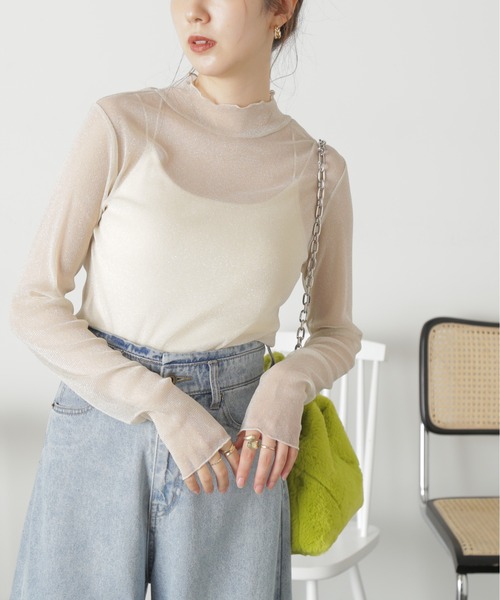 FREE'S MART（フリーズマート）の「◇ラメシアー長袖カットソー（Tシャツ/カットソー・レディース・ホワイト/グリーン/ブラック・FREE）」の12枚目の写真