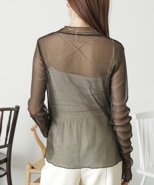 FREE'S MART（フリーズマート）の「◇ラメシアー長袖カットソー（Tシャツ/カットソー・レディース・ホワイト/グリーン/ブラック・FREE）」の6枚目の写真