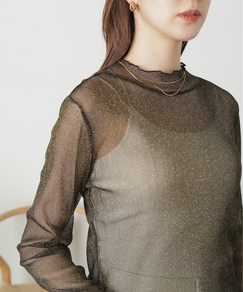 FREE'S MART（フリーズマート）の「◇ラメシアー長袖カットソー（Tシャツ/カットソー・レディース・ホワイト/グリーン/ブラック・FREE）」の5枚目の写真