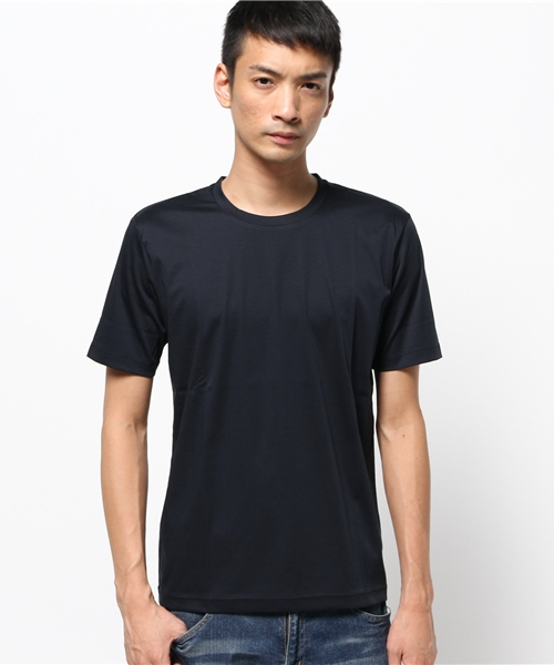 ESTNATION（エストネーション）の「ESTNATION コットンスムースTシャツ（Tシャツ/カットソー・メンズ・ネイビー/ホワイト/ブラック・MEDIUM/SMALL/LARGE）」の3枚目の写真