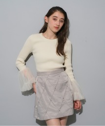 【美品】リランドチュール　リブ編みライトベージュ　長袖　ニット　チュール Rirandture（リランドチュール）の「チュールスリーブリブニット