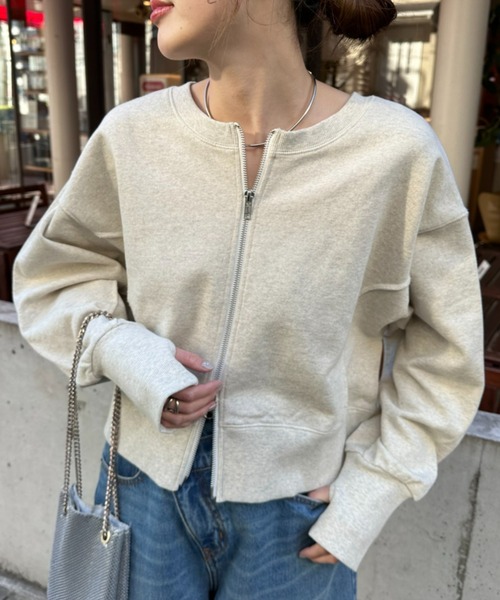 CIAOPANIC TYPY（チャオパニックティピー）の「2WAYクロップド丈ダブルジップスウェット（スウェット・レディース・ライトグレー/イエロー/ブルー/グレー/チャコールグレー・ONE SIZE）」の12枚目の写真