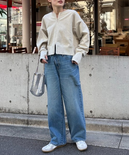 CIAOPANIC TYPY（チャオパニックティピー）の「2WAYクロップド丈ダブルジップスウェット（スウェット・レディース・ライトグレー/イエロー/ブルー/グレー/チャコールグレー・ONE SIZE）」の18枚目の写真