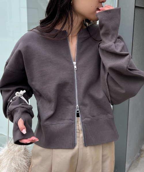 CIAOPANIC TYPY（チャオパニックティピー）の「2WAYクロップド丈ダブルジップスウェット（スウェット・レディース・ライトグレー/イエロー/ブルー/グレー/チャコールグレー・ONE SIZE）」の7枚目の写真