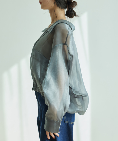 Jayro(ジャイロ)の「ポケ付開衿ブラウス(シャツ/ブラウス・レディース・チャコールグレー/オフホワイト/ベージュ・M)」の14枚目の写真