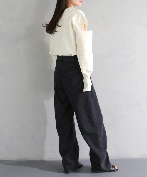 cheriella（シェリエラ）の「【cheriella】WEB限定デザインスリーブスポンディッシュニット WEB LIMITED DESIGN SLEEVE SPONDISH KNIT（ニット/セーター・レディース・ブラック/ブルー系その他/ライトグレー/アイボリー・M）」の15枚目の写真