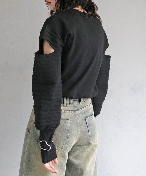 cheriella（シェリエラ）の「【cheriella】WEB限定デザインスリーブスポンディッシュニット WEB LIMITED DESIGN SLEEVE SPONDISH KNIT（ニット/セーター・レディース・ブラック/ブルー系その他/ライトグレー/アイボリー・M）」の20枚目の写真