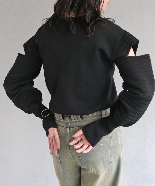 cheriella（シェリエラ）の「【cheriella】WEB限定デザインスリーブスポンディッシュニット WEB LIMITED DESIGN SLEEVE SPONDISH KNIT（ニット/セーター・レディース・ブラック/ブルー系その他/ライトグレー/アイボリー・M）」の19枚目の写真