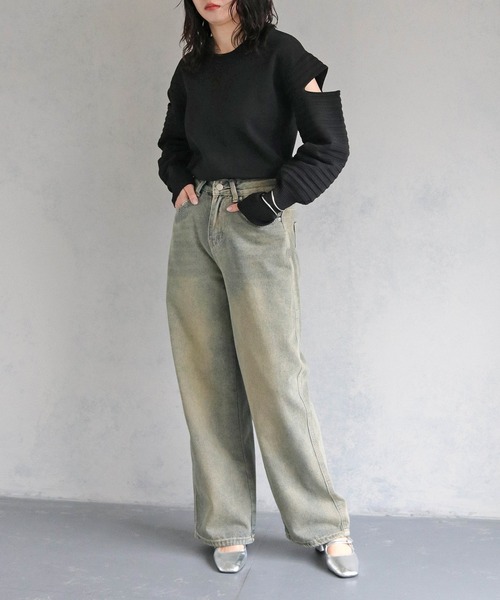 cheriella（シェリエラ）の「【cheriella】WEB限定デザインスリーブスポンディッシュニット WEB LIMITED DESIGN SLEEVE SPONDISH KNIT（ニット/セーター・レディース・ブラック/ブルー系その他/ライトグレー/アイボリー・M）」の21枚目の写真