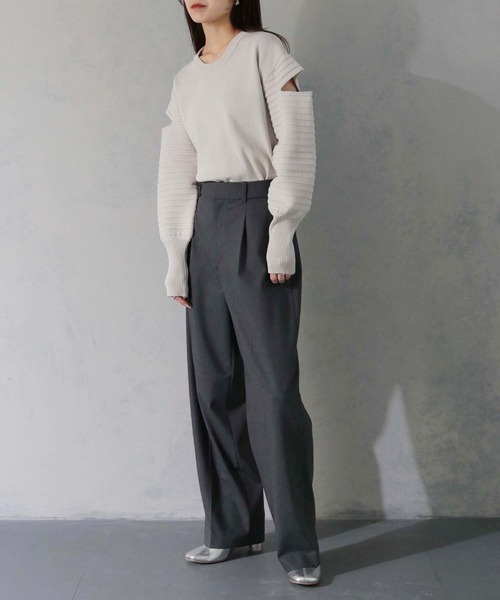 cheriella（シェリエラ）の「【cheriella】WEB限定デザインスリーブスポンディッシュニット WEB LIMITED DESIGN SLEEVE SPONDISH KNIT（ニット/セーター・レディース・ブラック/ブルー系その他/ライトグレー/アイボリー・M）」の6枚目の写真