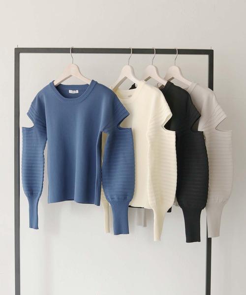 cheriella（シェリエラ）の「【cheriella】WEB限定デザインスリーブスポンディッシュニット WEB LIMITED DESIGN SLEEVE SPONDISH KNIT（ニット/セーター・レディース・ブラック/ブルー系その他/ライトグレー/アイボリー・M）」の8枚目の写真