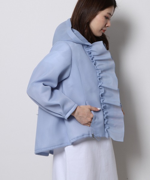 Re.Verofonna（ヴェロフォンナ）の「シアーダンボールフリルパ－カー（パーカー・レディース・ブラック/ブルー/ホワイト・MEDIUM）」の8枚目の写真