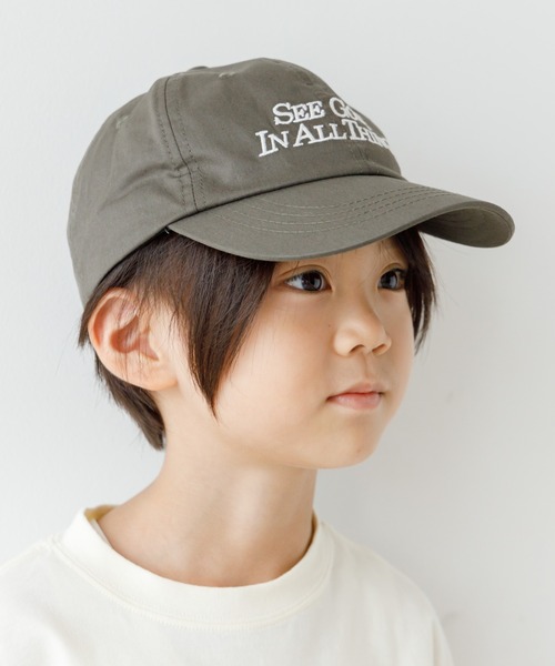 MAKE YOUR DAY（メイクユアデイ）の「ロゴと総柄キャップ（キャップ・キッズ・キャメル/ブラック/チャコールグレー/オレンジ/ベージュ・L/M/S）」の2枚目の写真