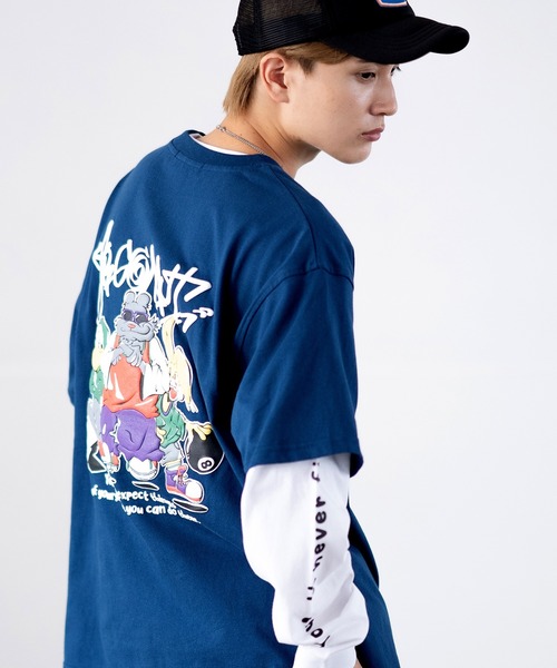 improves（インプローブス）の「バリエーションプリント 半袖＆長袖 アンサンブル Tシャツ（Tシャツ/カットソー・メンズ・ピンク/ホワイト/ネイビー/ブラック/ホワイト系/ブラック系・MEDIUM/LARGE）」の5枚目の写真