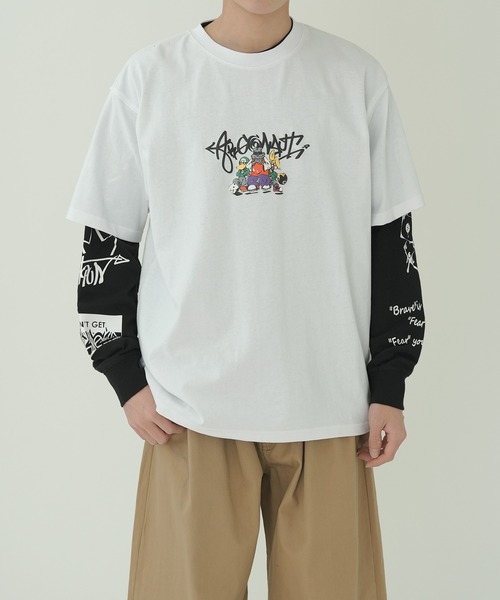 improves（インプローブス）の「バリエーションプリント 半袖＆長袖 アンサンブル Tシャツ（Tシャツ/カットソー・メンズ・ピンク/ホワイト/ネイビー/ブラック/ホワイト系/ブラック系・MEDIUM/LARGE）」の7枚目の写真