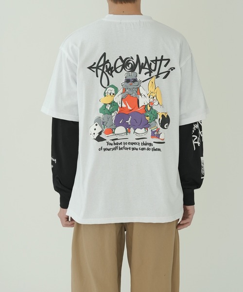 improves（インプローブス）の「バリエーションプリント 半袖＆長袖 アンサンブル Tシャツ（Tシャツ/カットソー・メンズ・ピンク/ホワイト/ネイビー/ブラック/ホワイト系/ブラック系・MEDIUM/LARGE）」の9枚目の写真
