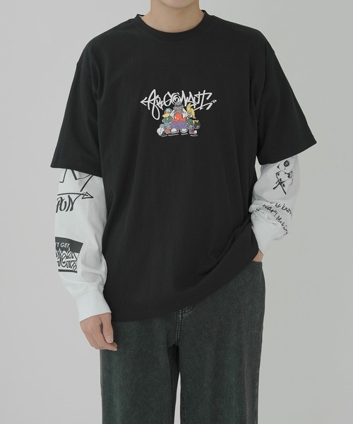 improves（インプローブス）の「バリエーションプリント 半袖＆長袖 アンサンブル Tシャツ（Tシャツ/カットソー・メンズ・ピンク/ホワイト/ネイビー/ブラック/ホワイト系/ブラック系・MEDIUM/LARGE）」の12枚目の写真