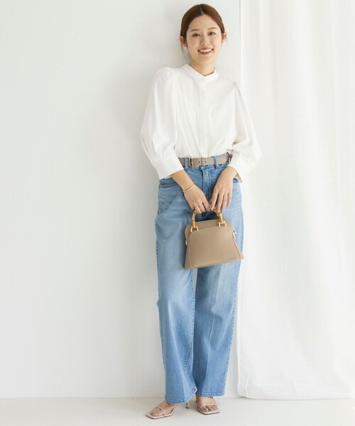 NOLLEY’S(ノーリーズ)の「シルケットスムースパール釦ブラウス(シャツ/ブラウス・レディース・ネイビー/ホワイト・38)」の3枚目の写真