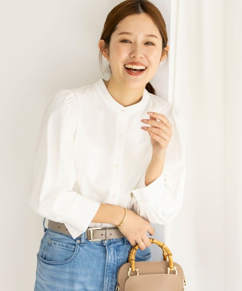 NOLLEY’S(ノーリーズ)の「シルケットスムースパール釦ブラウス(シャツ/ブラウス・レディース・ネイビー/ホワイト・38)」の9枚目の写真