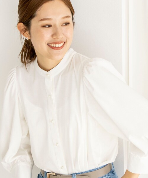 NOLLEY’S(ノーリーズ)の「シルケットスムースパール釦ブラウス(シャツ/ブラウス・レディース・ネイビー/ホワイト・38)」の10枚目の写真