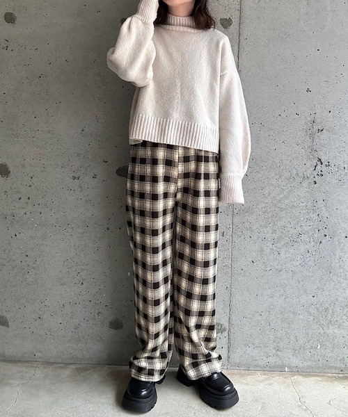 cuorequal(クオレコール)の「もこもこあったかボアチェックパンツ(その他パンツ・レディース・ブラック/ブラウン/オレンジ・FREE)」の12枚目の写真