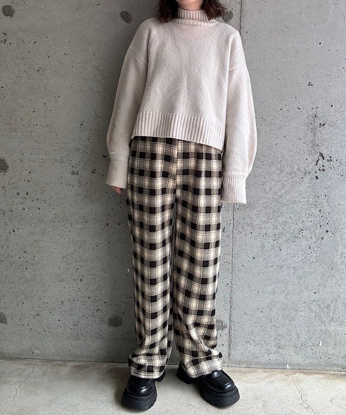 cuorequal(クオレコール)の「もこもこあったかボアチェックパンツ(その他パンツ・レディース・ブラック/ブラウン/オレンジ・FREE)」の13枚目の写真