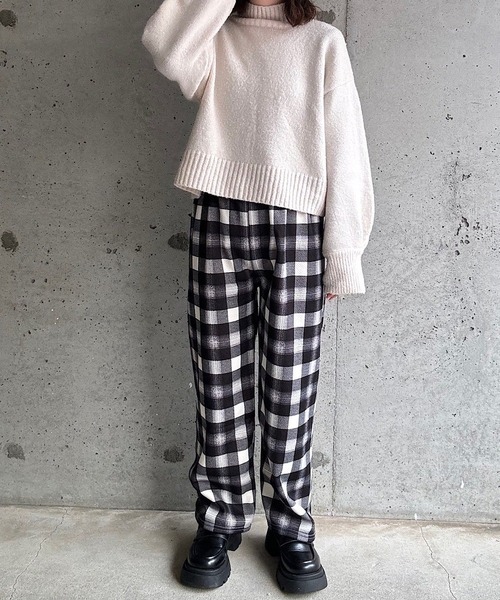 cuorequal(クオレコール)の「もこもこあったかボアチェックパンツ(その他パンツ・レディース・ブラック/ブラウン/オレンジ・FREE)」の14枚目の写真