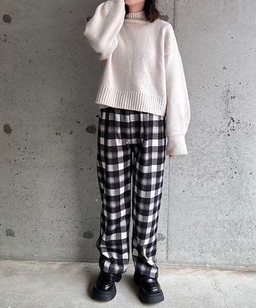 cuorequal(クオレコール)の「もこもこあったかボアチェックパンツ(その他パンツ・レディース・ブラック/ブラウン/オレンジ・FREE)」の15枚目の写真