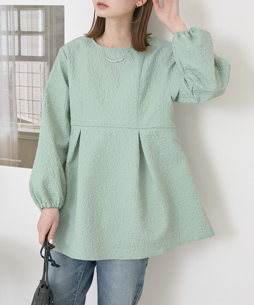 nissen（ニッセン）の「ジャガード　ペプラムブラウス（シャツ/ブラウス・レディース・ブラック/ベージュ/グリーン・M/L/LL）」の11枚目の写真