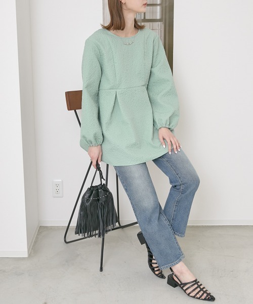 nissen（ニッセン）の「ジャガード　ペプラムブラウス（シャツ/ブラウス・レディース・ブラック/ベージュ/グリーン・M/L/LL）」の12枚目の写真