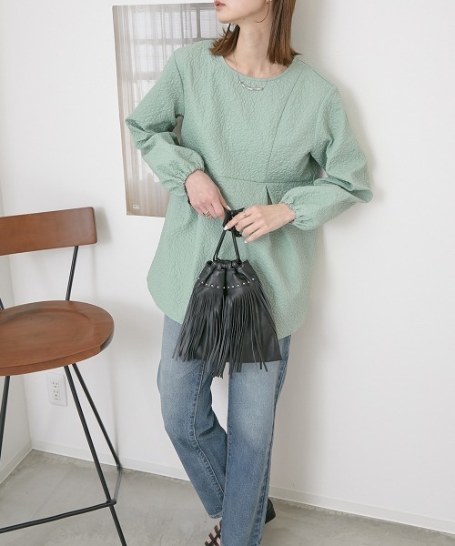 nissen（ニッセン）の「ジャガード　ペプラムブラウス（シャツ/ブラウス・レディース・ブラック/ベージュ/グリーン・M/L/LL）」の13枚目の写真