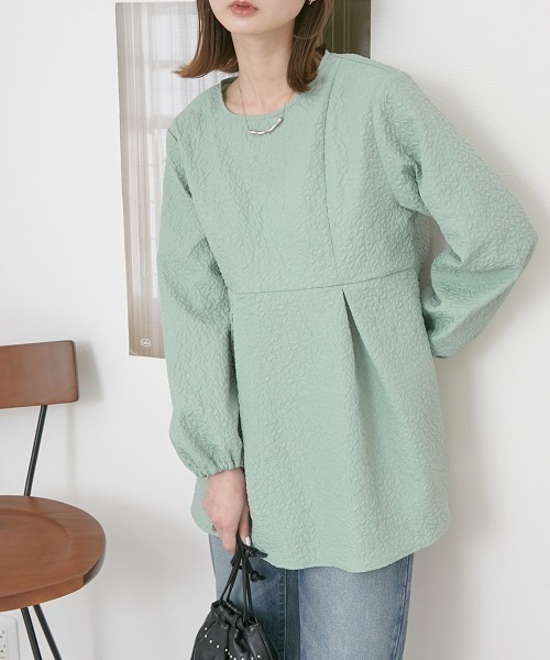 nissen（ニッセン）の「ジャガード　ペプラムブラウス（シャツ/ブラウス・レディース・ブラック/ベージュ/グリーン・M/L/LL）」の15枚目の写真