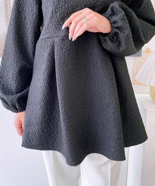 nissen（ニッセン）の「ジャガード　ペプラムブラウス（シャツ/ブラウス・レディース・ブラック/ベージュ/グリーン・M/L/LL）」の18枚目の写真