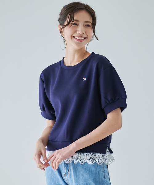 Arnold Palmer（アーノルドパーマー）の「レーススリーブ カット プルオーバー（Tシャツ/カットソー・レディース・ホワイト/ダークネイビー/杢グレー・S/M/L）」の3枚目の写真