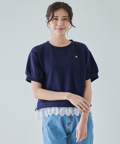 Arnold Palmer（アーノルドパーマー）の「レーススリーブ カット プルオーバー（Tシャツ/カットソー・レディース・ホワイト/ダークネイビー/杢グレー・S/M/L）」の16枚目の写真