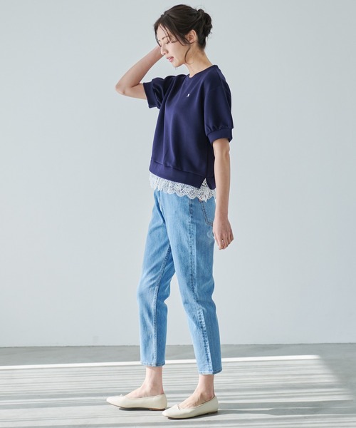 Arnold Palmer（アーノルドパーマー）の「レーススリーブ カット プルオーバー（Tシャツ/カットソー・レディース・ホワイト/ダークネイビー/杢グレー・S/M/L）」の8枚目の写真