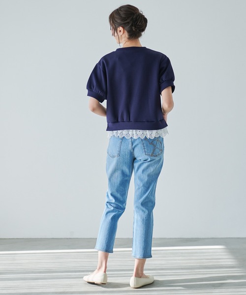 Arnold Palmer（アーノルドパーマー）の「レーススリーブ カット プルオーバー（Tシャツ/カットソー・レディース・ホワイト/ダークネイビー/杢グレー・S/M/L）」の9枚目の写真