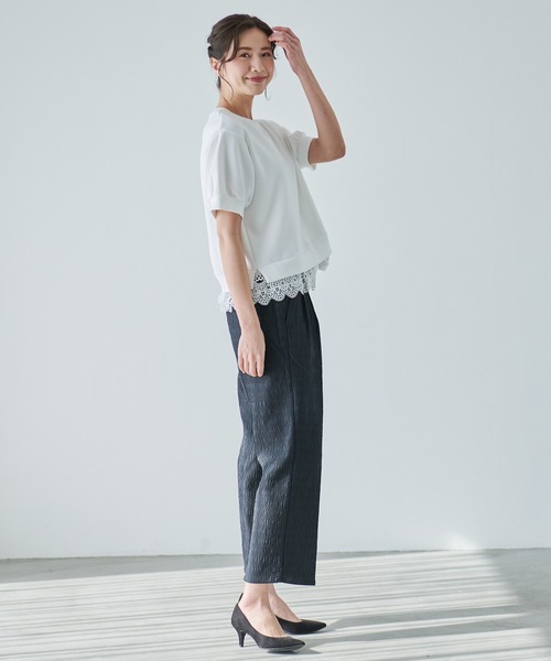 Arnold Palmer（アーノルドパーマー）の「レーススリーブ カット プルオーバー（Tシャツ/カットソー・レディース・ホワイト/ダークネイビー/杢グレー・S/M/L）」の11枚目の写真