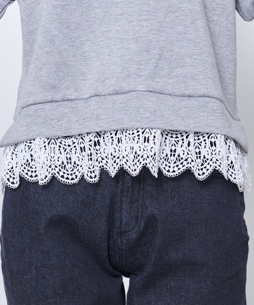 Arnold Palmer（アーノルドパーマー）の「レーススリーブ カット プルオーバー（Tシャツ/カットソー・レディース・ホワイト/ダークネイビー/杢グレー・S/M/L）」の6枚目の写真